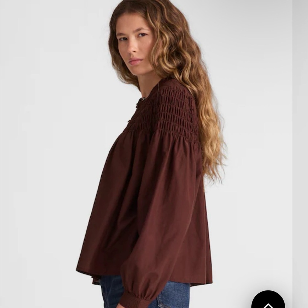 Smocked Top in Cotton-Silk Blend - Picture 2 of 6